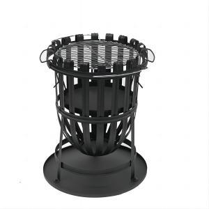 40x56cm steel fire basket with stick grid, poker.