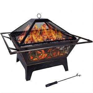 32inch square wood burning fire pits with star design