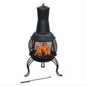 90cm H wood burning steel chiminea-silver