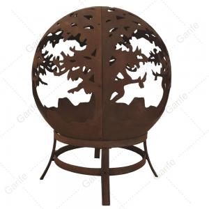 100cm Sphere steel fire pit with KD design, stick grate and poker